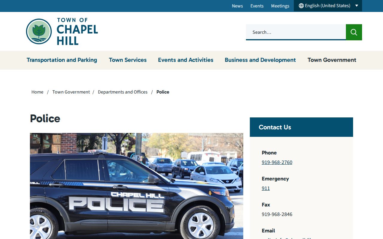 Chapel Hill Police Department official page for local arrest and record information