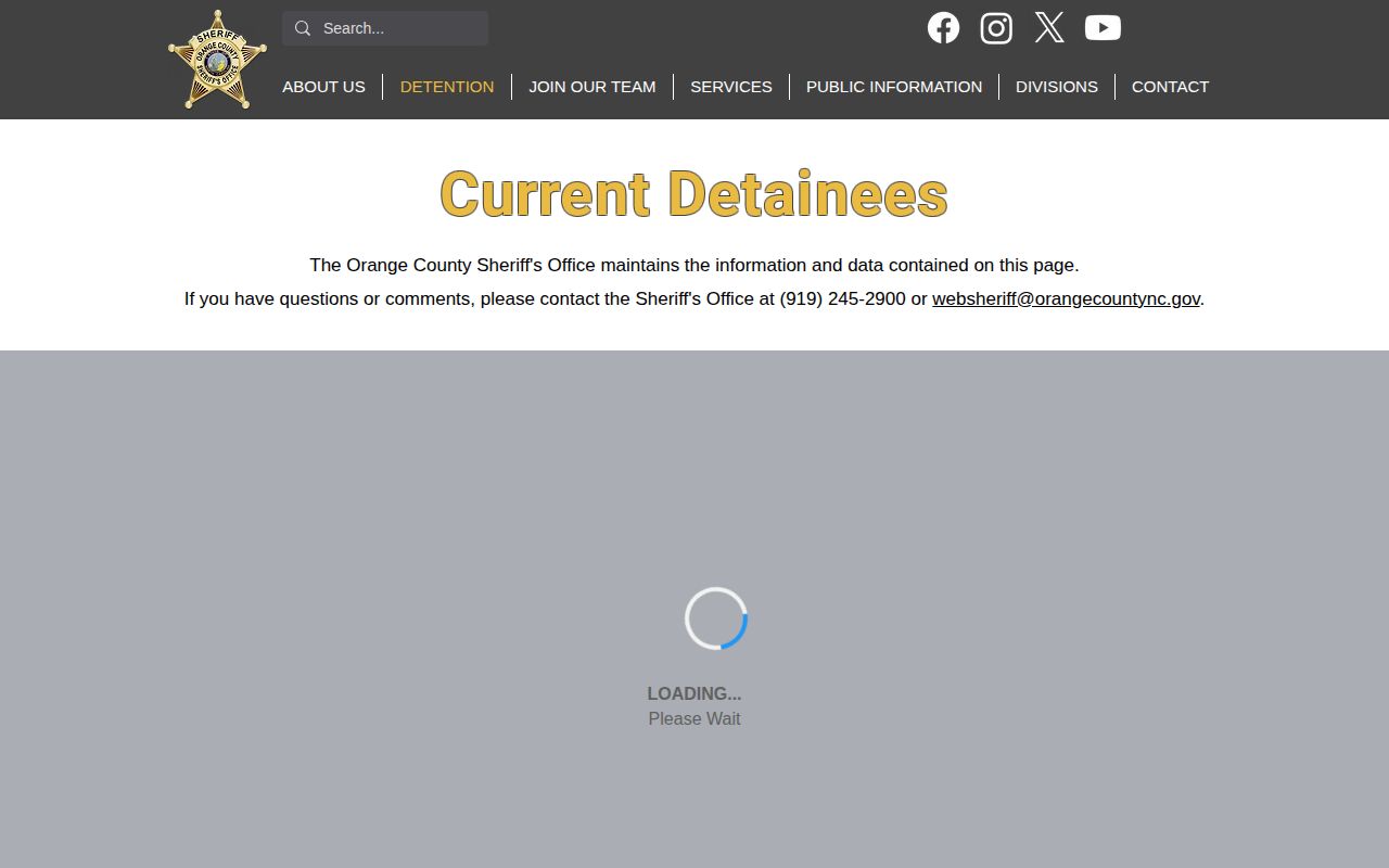 Orange County Sheriff current detainees roster and booking records